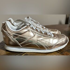 Reebok Shiny Gold and White Sneakers. Runs a little big.